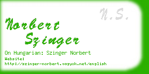 norbert szinger business card